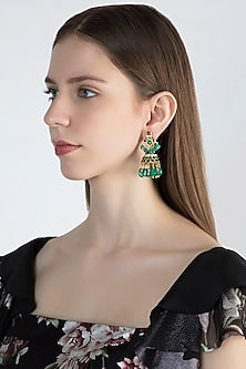 Gold Plated Handcrafted Red Earrings In Sterling Silver