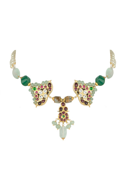 Gold Plated Handcrafted Necklace In Sterling Silver