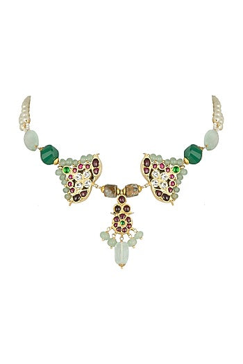 Gold Plated Handcrafted Necklace In Sterling Silver