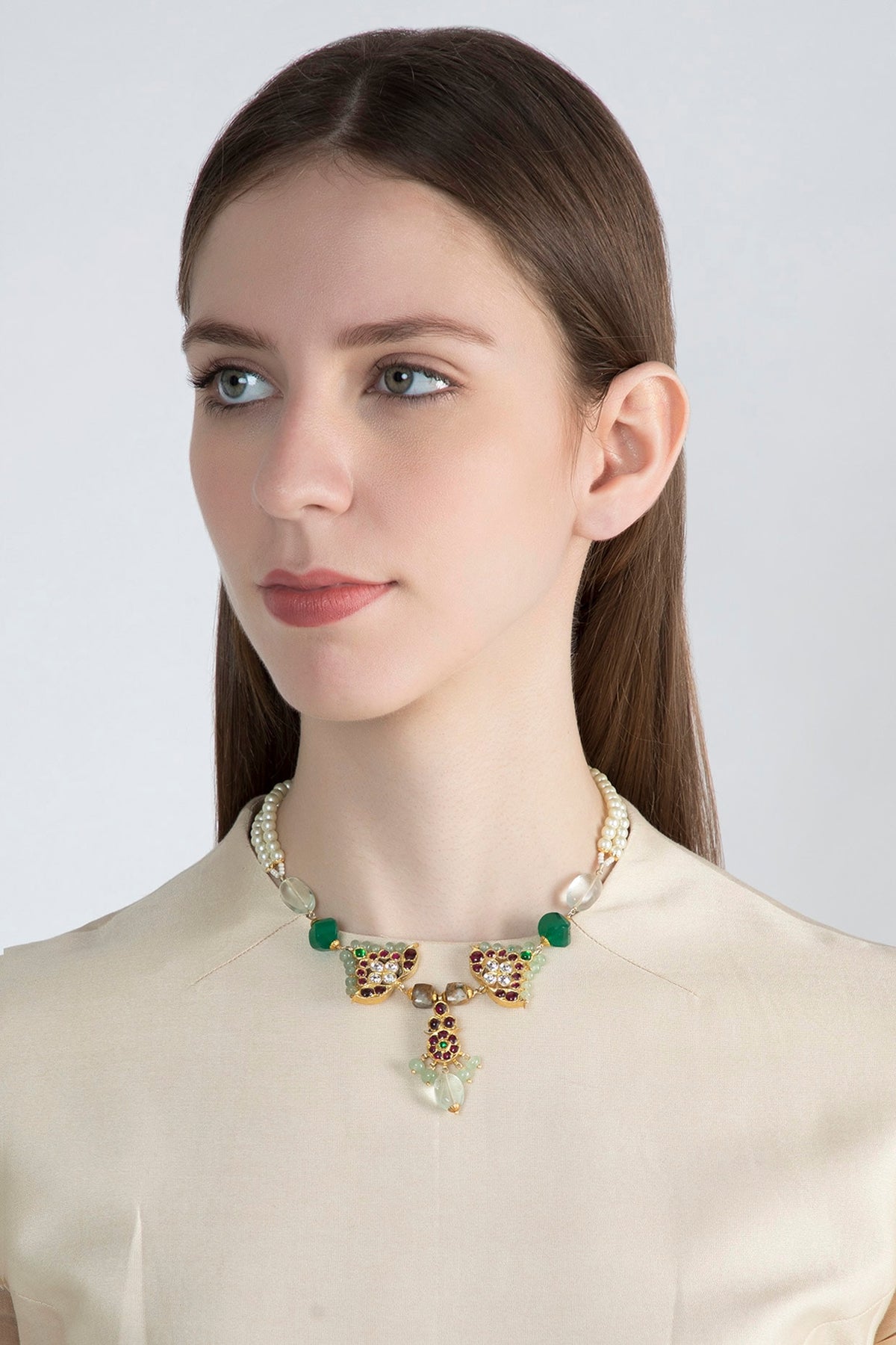 Gold Plated Handcrafted Necklace In Sterling Silver