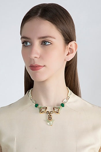 Gold Plated Handcrafted Necklace In Sterling Silver