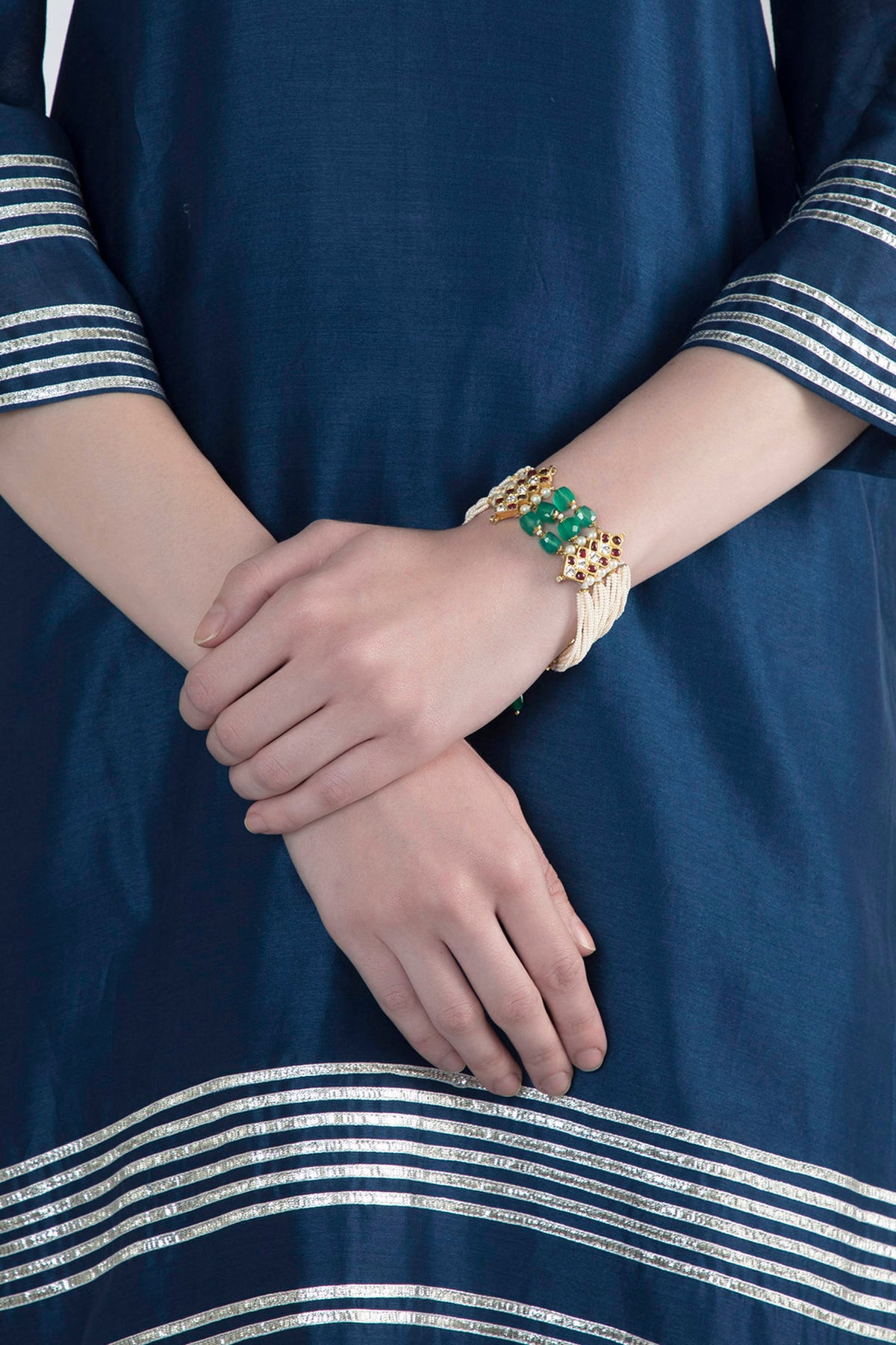 Gold Plated Handcrafted Bracelet In Sterling Silver