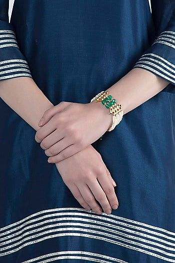 Gold Plated Handcrafted Bracelet In Sterling Silver