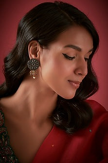 Gold Finish Dangler Earrings In Sterling Silver