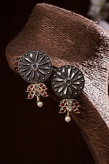 Gold Finish Dangler Earrings In Sterling Silver
