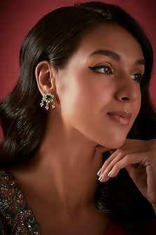 Gold Finish Stud Earrings In Sterling Silver