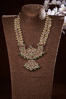 Gold Finish Long Necklace In Sterling Silver