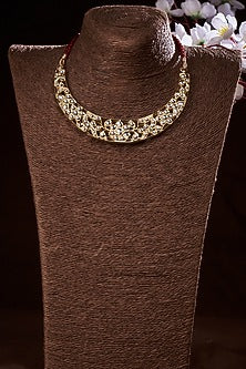 Gold Finish Choker Necklace In Sterling Silver