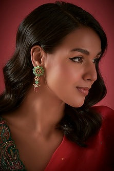 Gold Finish Dangler Earrings In Sterling Silver