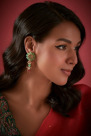 Gold Finish Dangler Earrings In Sterling Silver