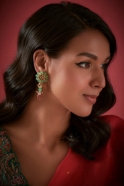 Gold Finish Dangler Earrings In Sterling Silver