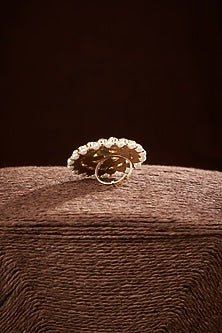 Gold Finish Floral Ring In Sterling Silver