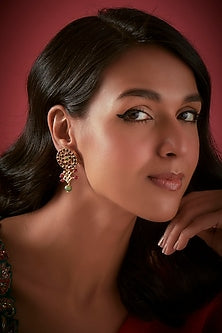 Gold Finish Dangler Earrings In Sterling Silver