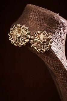 Gold Finish Chakra Stud Earrings In Sterling Silver