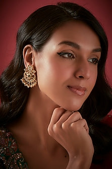 Gold Finish Dangler Earrings In Sterling Silver