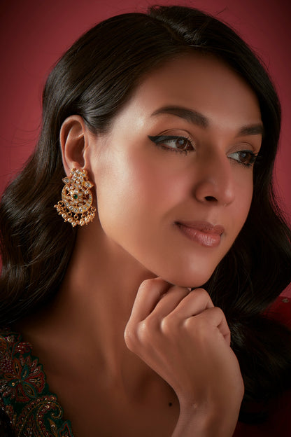Gold Finish Dangler Earrings In Sterling Silver
