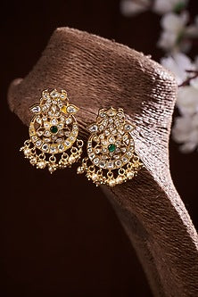 Gold Finish Dangler Earrings In Sterling Silver