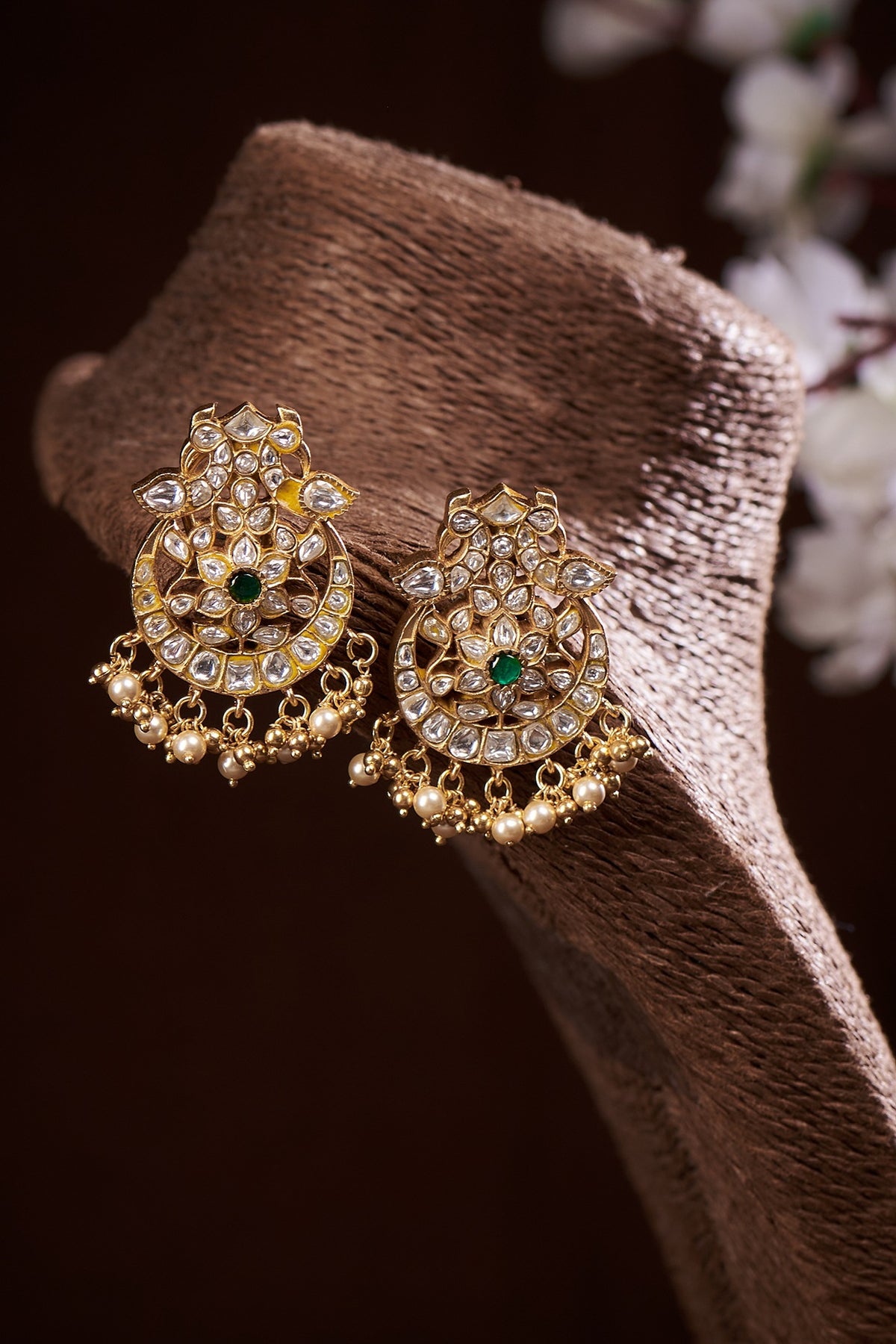 Gold Finish Dangler Earrings In Sterling Silver