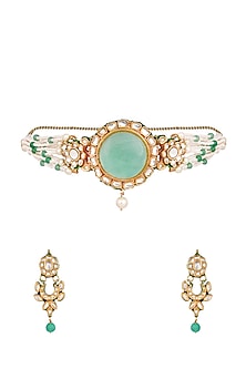 Gold Finish Fluorite Choker Necklace Set
