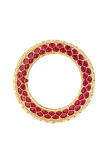 Gold Finish Ruby & Kundan Bangle