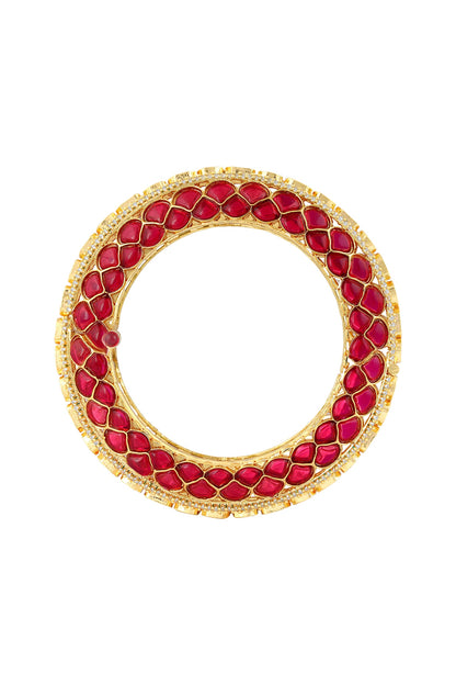 Gold Finish Ruby & Kundan Bangle