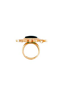 Gold Finish Kundan & Pearl Ring