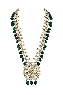 Gold Finish Kundan Polki Long Necklace