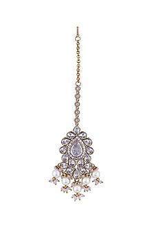 White Finish Pearl & Crystal Choker Necklace Set