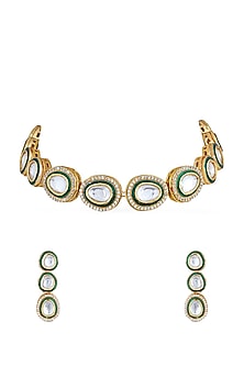 Gold Finish Cubic Zirconia Choker Necklace Set
