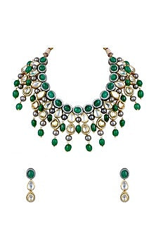 Two Tone Finish Pearl Necklace Set
