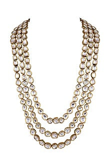 Gold Finish Kundan Polki Long Necklace