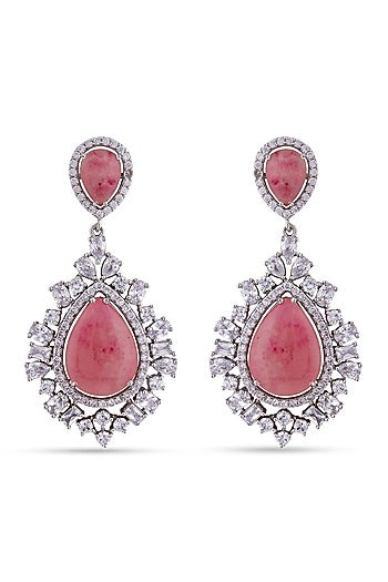 Two Tone Finish Cubic Zircons Dangler Earrings
