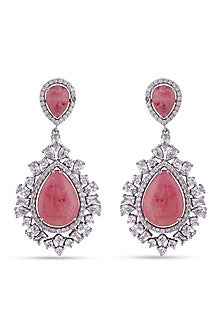 Two Tone Finish Cubic Zircons Dangler Earrings