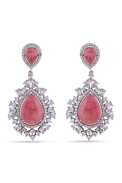 Two Tone Finish Cubic Zircons Dangler Earrings