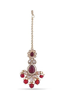 Rose Gold Finish Pearl & Kundan Polki Choker Necklace Set