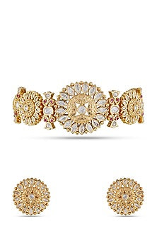 Gold Finish Handcrafted Kundan Polki Choker Necklace Set