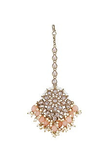 Rose Gold Finish Kundan Polki Bridal Choker Necklace Set