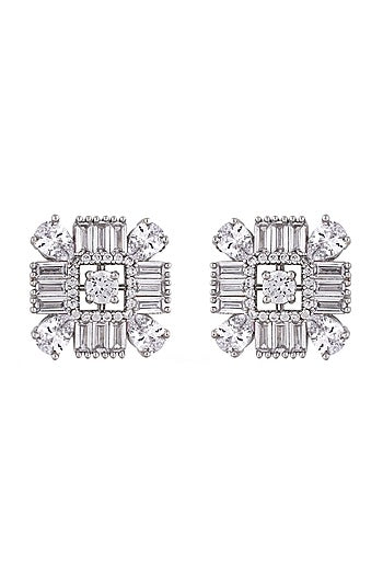 White Finish Cubic Zirconia Choker Necklace Set