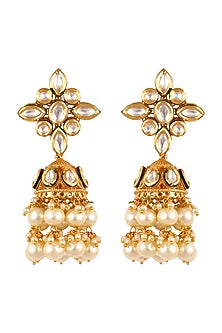 Gold Finish Kundan & Pearl Earrings