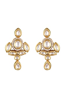Gold Finish Earrings With Kundan