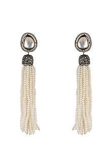 Black Rhodium Finish Pearl Earrings