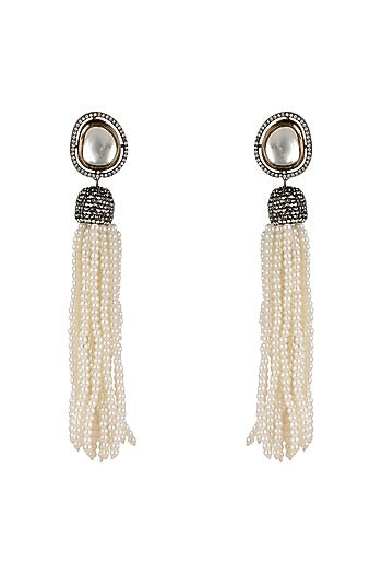 Black Rhodium Finish Pearl Earrings