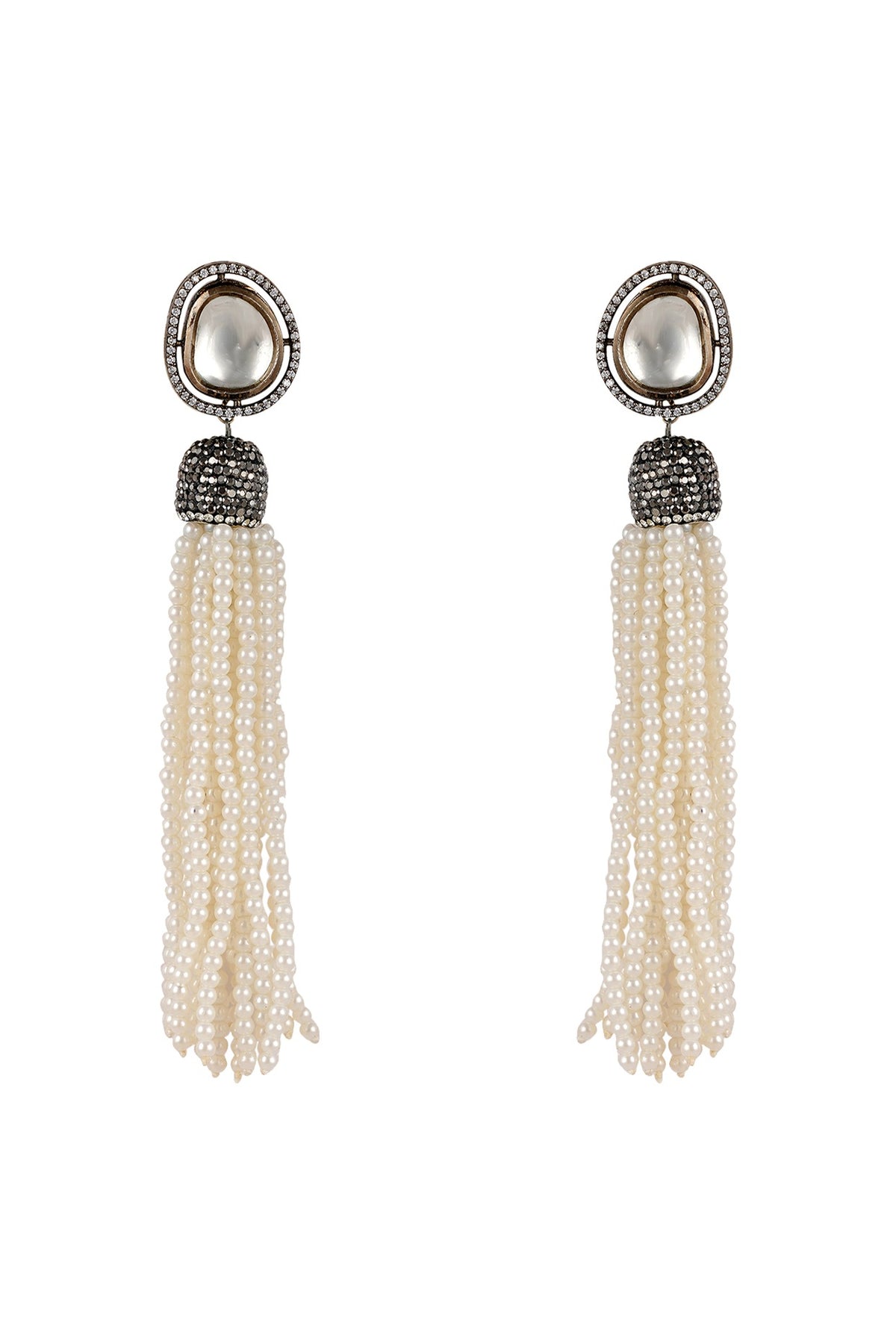 Black Rhodium Finish Pearl Earrings