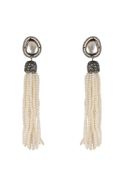 Black Rhodium Finish Pearl Earrings