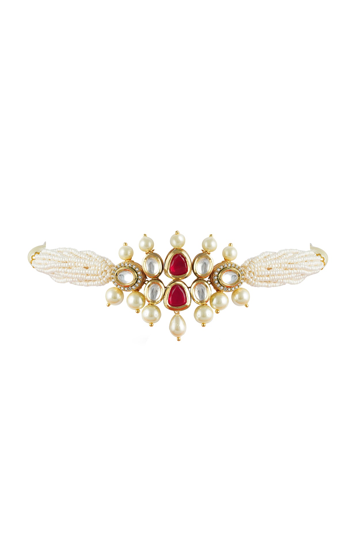Gold Finish Ruby Choker Necklace