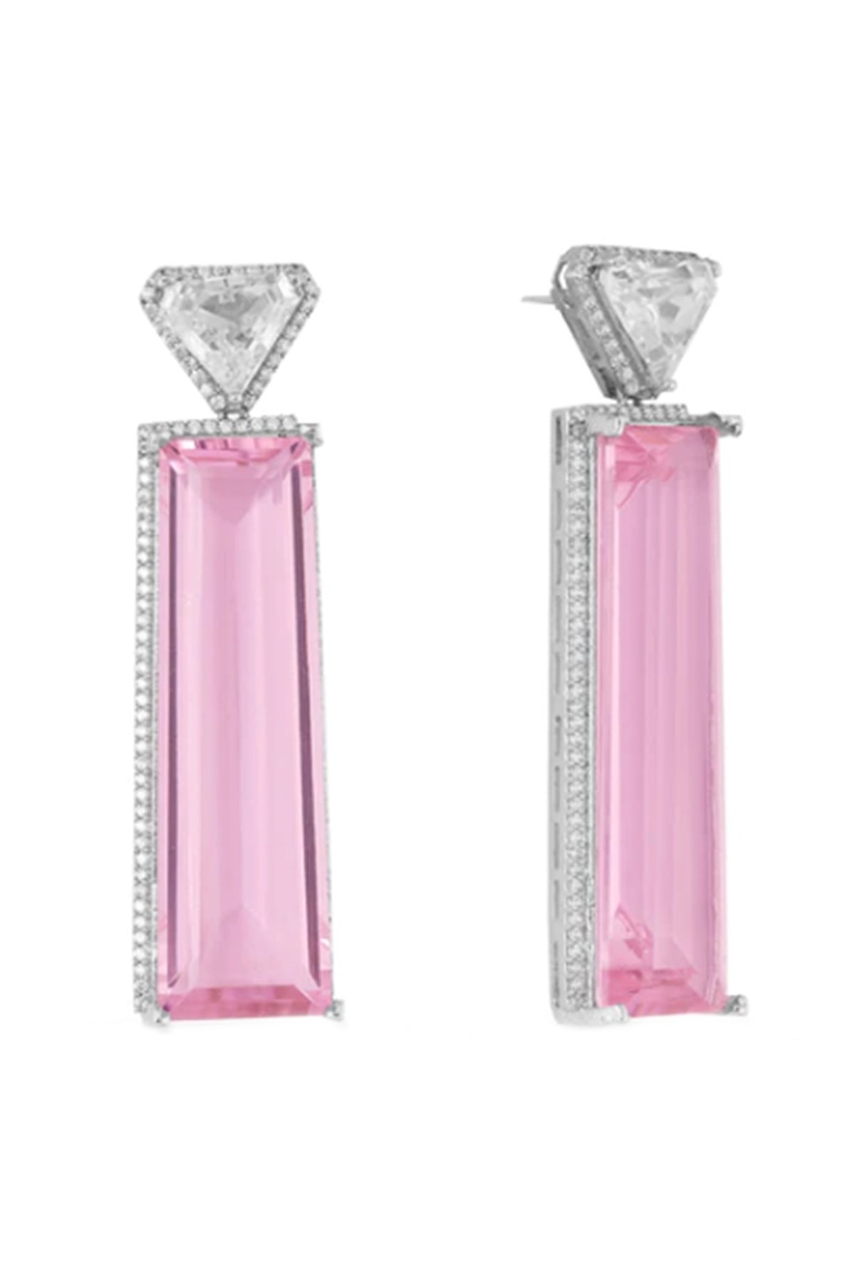 White Finish Zircon Earring In Brass