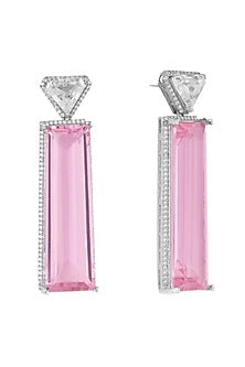 White Finish Zircon Earring In Brass