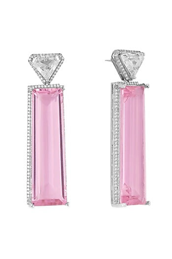 White Finish Zircon Earring In Brass