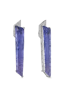White Finish Blue Zircon Earrings