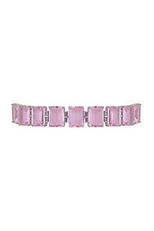 White Finish Pink Zircons Bracelet